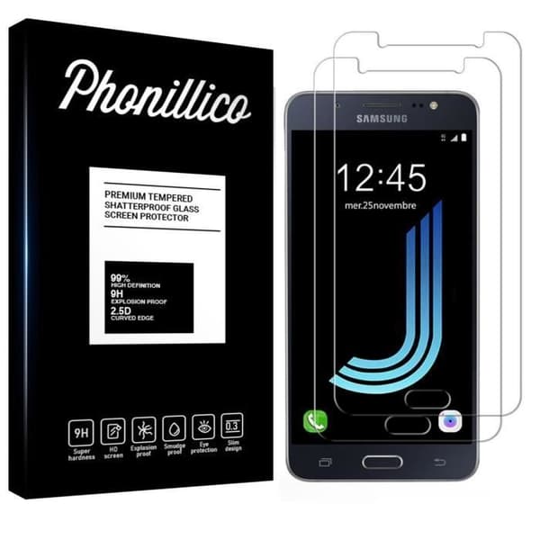 Skärmskydd - Phonillico® - Samsung Galaxy J5 2016 J510 - Paket med 2 - Ultra hållbart - Svart