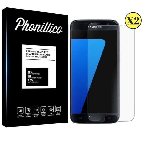 Härdat Glas för Samsung Galaxy S7 - [Pack 2] Skyddande Skärmskydd Ultra Hållbart [Phonillico®]