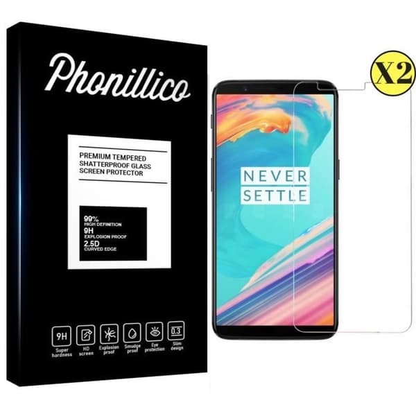 Skärmskydd - Phonillico® - ONEPLUS 5T - Paket med 2 - Härdat glas - Repbeständigt