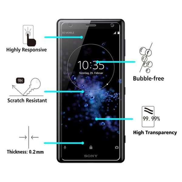 Skärmskydd - Phonillico® - Sony Xperia XZ2 - Pack om 2 - Härdat glas - Repfria