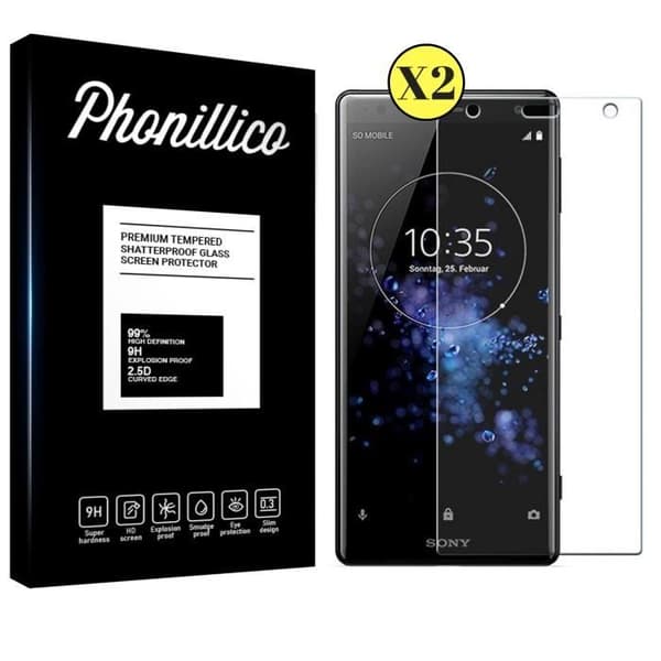 Skärmskydd - Phonillico® - Sony Xperia XZ2 - Pack om 2 - Härdat glas - Repfria