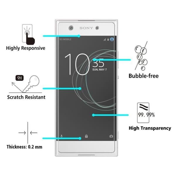 Verkspärr Sony Xperia XA1 - [Pack 2] Filmtåligt Skyddsglas Ultra Hållbart [Phonillico®]