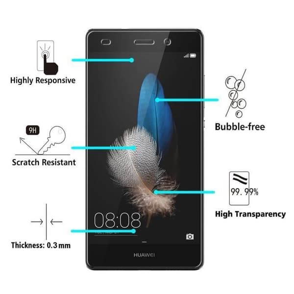 Filmgaller för skärmskydd - Phonillico® - Huawei P8 LITE - Paket med 2 - Härdat glas - Repbeständig