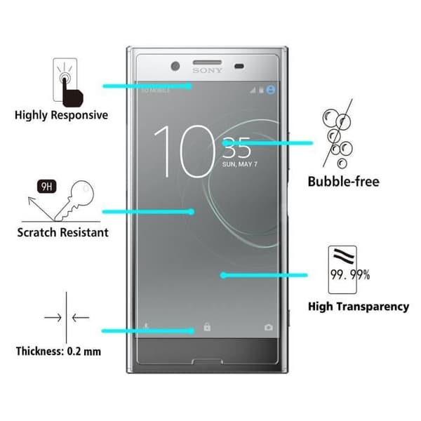 Skärmskyddsfilm - Phonillico® - Sony Xperia XZ PREMIUM - Pack om 2 - Ultra hållbar - Repbeständig