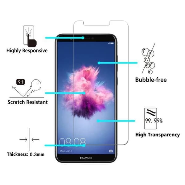 Skärmskyddsfilm - Phonillico® - HUAWEI P SMART - Härdat glas - Repfria - Transparent