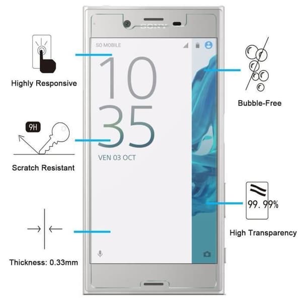 Film för skydd av skärm - Phonillico® - Sony Xperia XZ1 - Pack om 3 - Härdat glas - Rep-resistant