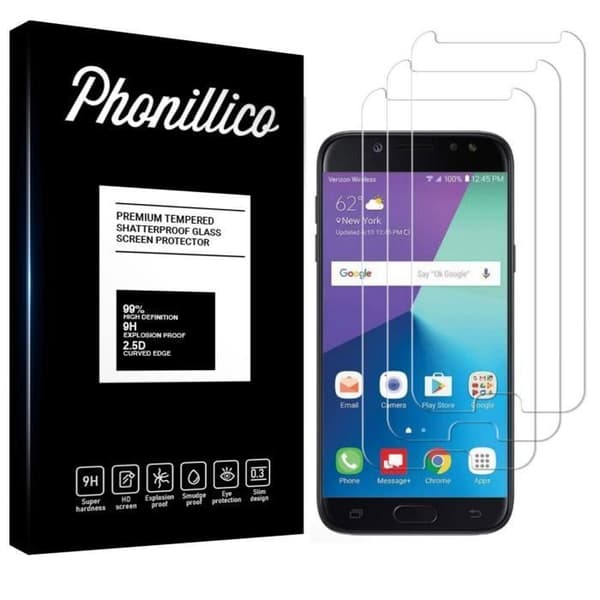 Härdat glas för Samsung Galaxy J7 2017 J730 - [Pack 3] Film för skärmskydd ultrahållbar [Phonillico®]