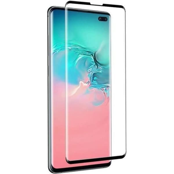 Härdat Glas - Phonillico® - Samsung Galaxy S10 PLUS - Svart Kant - Repistent - Skärmskydd
