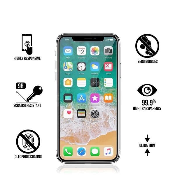Härdat Glas [Kompatibel med Apple iPhone X] [Pack 3] Ultra Resistenta Skyddsglasfilmer [Phonillico®]