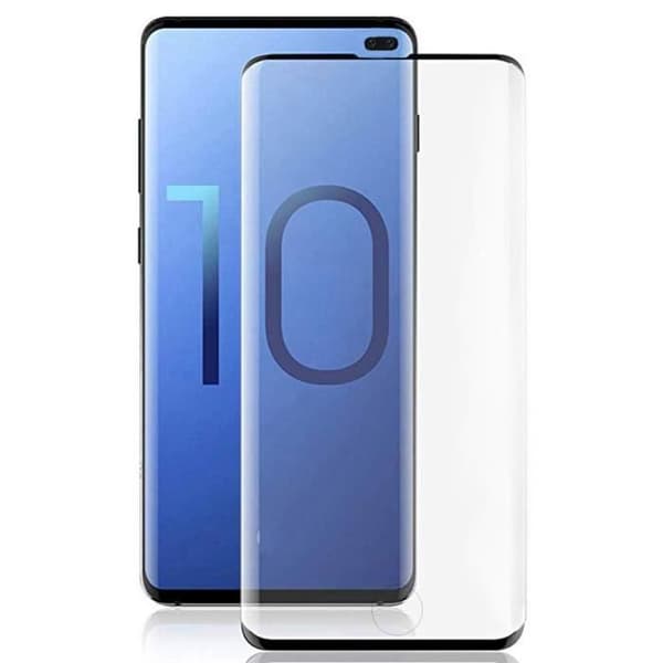 Härdat Glas för Samsung Galaxy S10 PLUS [Paket 3] Transparent Heltäckande Film Svart Kant Skärm Skydd Phonillico®