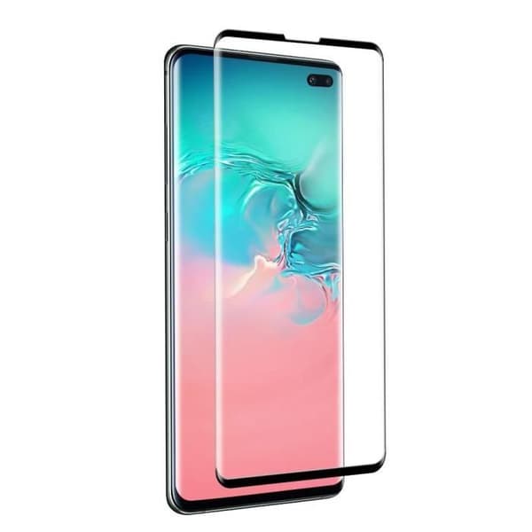 Härdat Glas för Samsung Galaxy S10 PLUS [Paket 3] Transparent Heltäckande Film Svart Kant Skärm Skydd Phonillico®