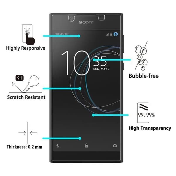 Skärmskyddsfilm - Phonillico® - Sony Xperia L1 - 3-pack - Härdat glas - Repotålig
