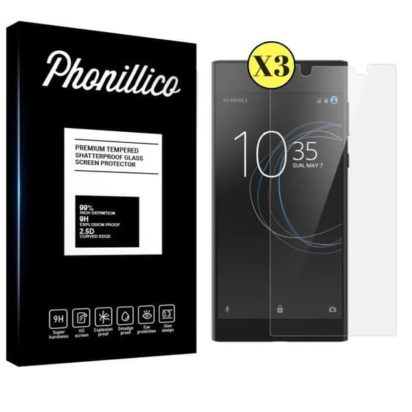 Skärmskyddsfilm - Phonillico® - Sony Xperia L1 - 3-pack - Härdat glas - Repotålig
