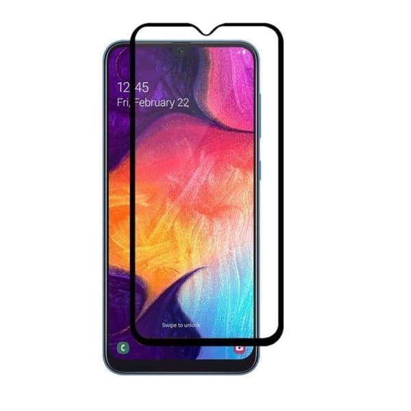 Härdat Glas - Phonillico® - Samsung Galaxy A50 - Pack om 3 - Transparent - Svart Kant - Repellentskyddad