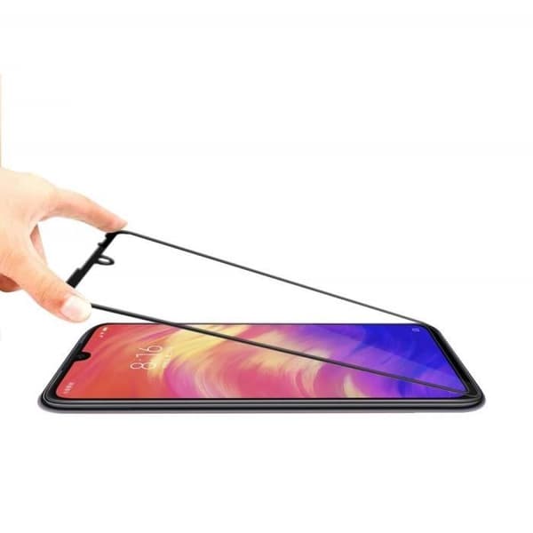 Härdat Glas - Phonillico® - Xiaomi REDMI 7 - Svart Böjd Kant - Rep resistant - Stötsäker
