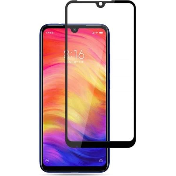 Härdat Glas - Phonillico® - Xiaomi REDMI 7 - Svart Böjd Kant - Rep resistant - Stötsäker