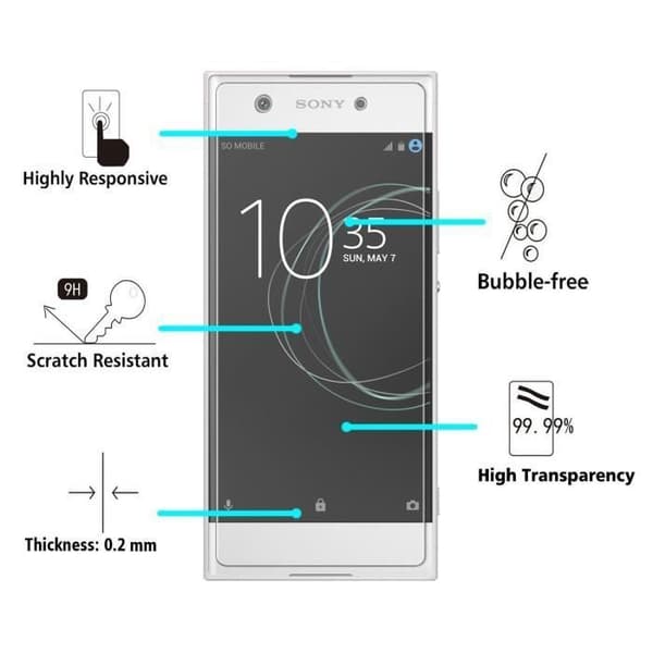 Filmbeskyddsskärm - Phonillico® - Sony Xperia XA1 - Paket med 3 - Härdat glas - Repbeständig