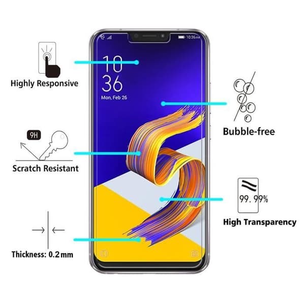 Skärmprotektor - Phonillico® - Asus Zenfone 5 ZE620KL - Förpackning med 3 - Ultra hållbar - Svart