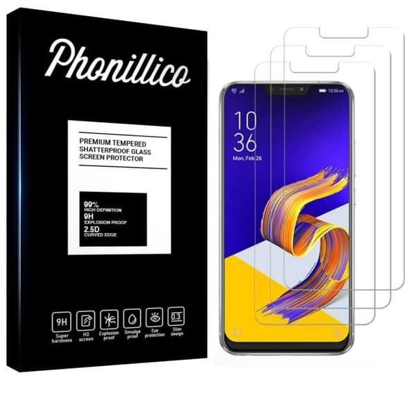 Skärmprotektor - Phonillico® - Asus Zenfone 5 ZE620KL - Förpackning med 3 - Ultra hållbar - Svart