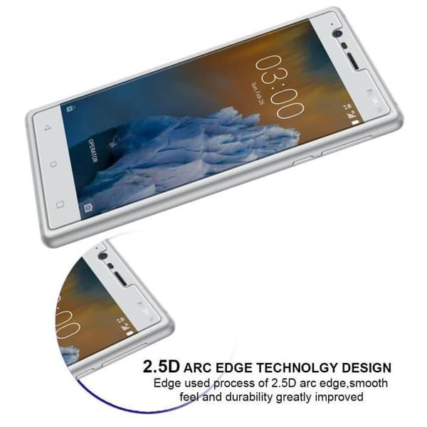 Filmpanelskydd för Skärm - Phonillico® - NOKIA 3 - Pack om 3 - Härdat Glas - Repbeständigt