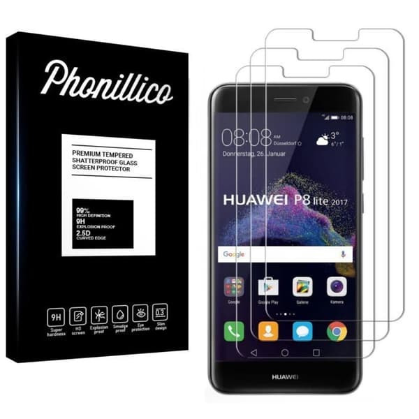 Verkalskydd för Huawei P8 LITE 2017 - [Pack 3] Ultra Resistent Skärmskyddsfilm [Phonillico®]