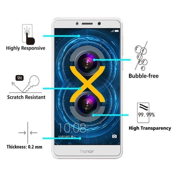 Verre Härdat Huawei HONOR 6X - [Pack 3] Skärmskydd av Ultra Motståndskraftig Glas [Phonillico®]