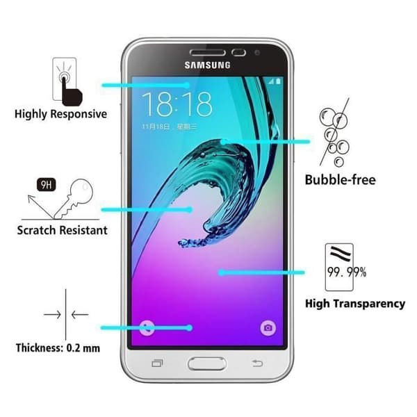 Härdat glas för Samsung Galaxy J3 2016 J320 - [Pack 3] Ultra resistent skärmskydd [Phonillico®]