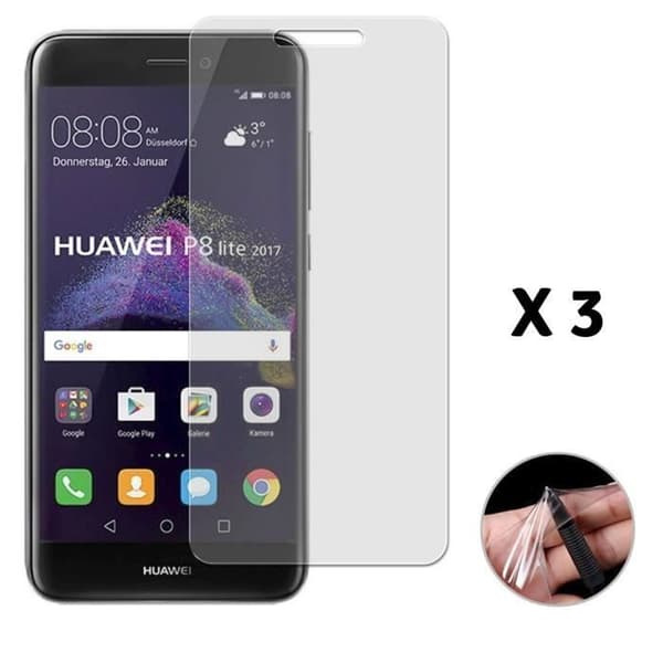 Skyddande film - Phonillico® - Huawei P8 LITE 2017 - Paketering med 3 - Premiumplast - Ultra tålig