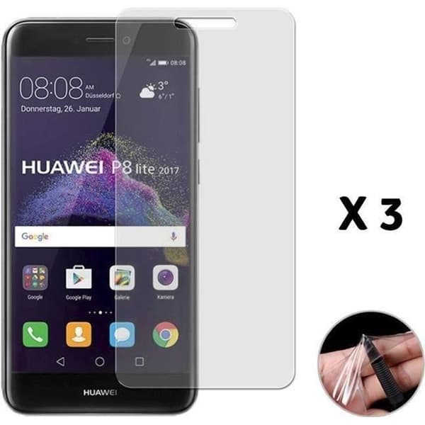 Skyddande film - Phonillico® - Huawei P8 LITE 2017 - Paketering med 3 - Premiumplast - Ultra tålig