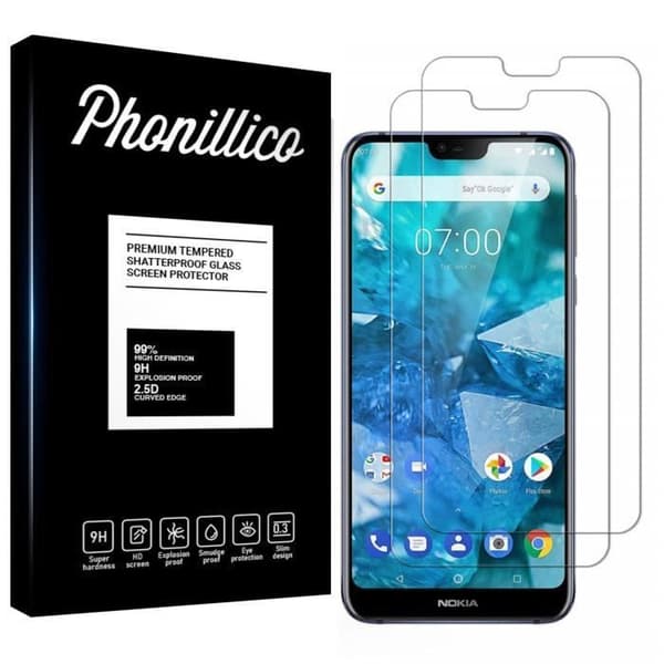 Film Vitre Skyddsskärm - Phonillico® - NOKIA 7.1 - Pack med 2 - Härdat glas - Rep-beständig