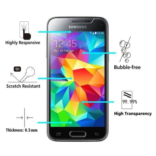 Härdat glas för SAMSUNG GALAXY S5 MINI - Ultra resistent skärmskydd [Phonillico®]