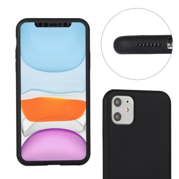 Skal för iPhone 11 - Phonillico - Svart - Heltäckande skydd - Hårt plast - Härdat glas