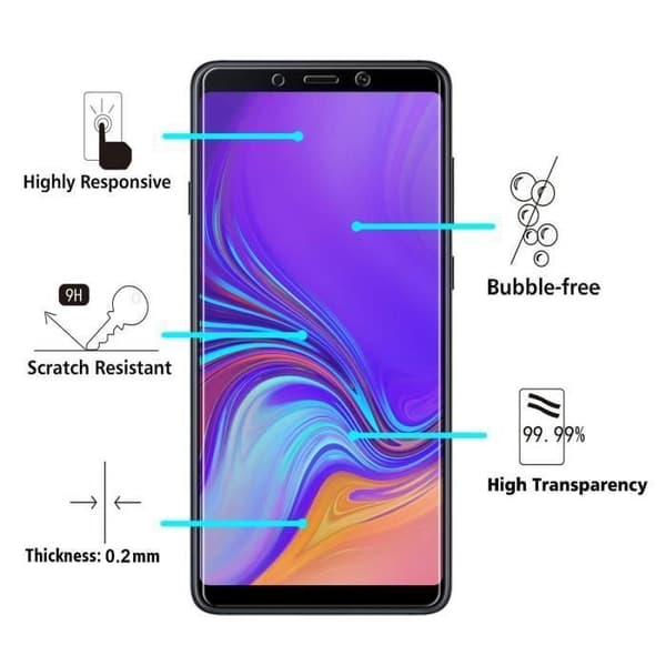 Fodral för Samsung Galaxy A9 2018 A920 - Transparent Silikon + Transparent Härdat Glas Skärm Skydd Film [Phonillico®]