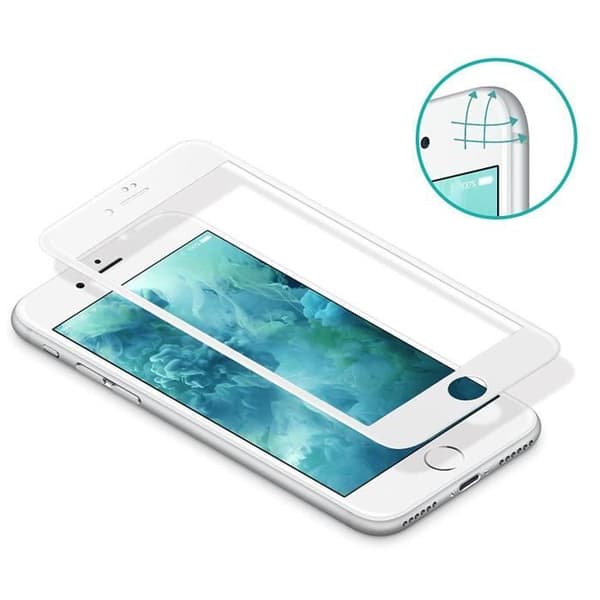 Härdat Glas - Phonillico® - iPhone 6/6S - Vit Kant - Ultra Motståndskraftig - Skärmskydd