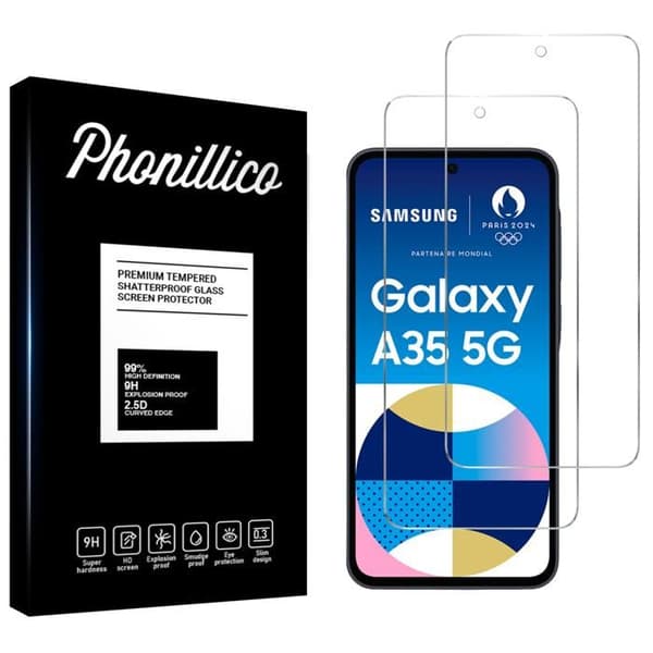Filmbeskydd för Skärm - Phonillico - Samsung Galaxy A35 5G - Pack 2 - Härdat Glas - Transparent