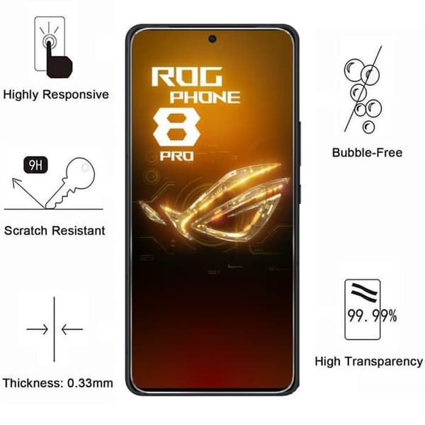 Skyddande film - Phonillico® - Asus Rog Phone 8 PRO - 4-pack - Härdat glas - Rep- och stötsäkert