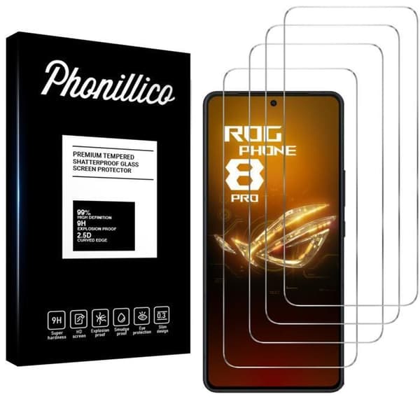 Skyddande film - Phonillico® - Asus Rog Phone 8 PRO - 4-pack - Härdat glas - Rep- och stötsäkert