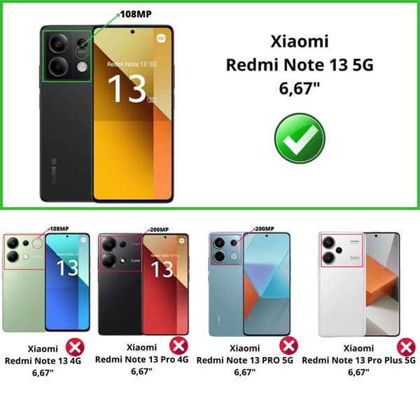 Skyddskamera - Phonillico® - Xiaomi Redmi Note 13 5G - Pack om 2 - Härdat Glas - Transparent