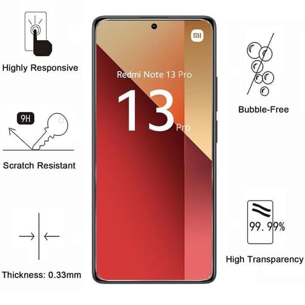 Härdat glas för Xiaomi Redmi Note 13 Pro 4G [Pack 4] Skärmskydd Film Phonillico®