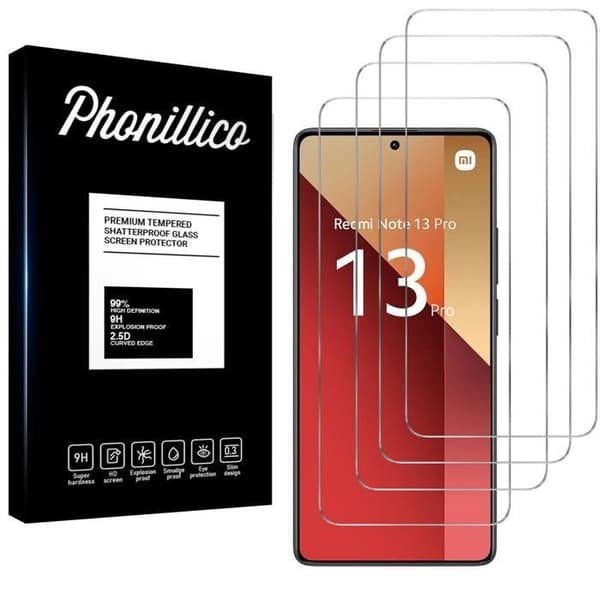 Härdat glas för Xiaomi Redmi Note 13 Pro 4G [Pack 4] Skärmskydd Film Phonillico®