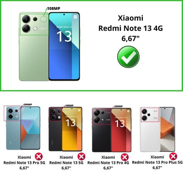 Skyddskamera - Phonillico® - Xiaomi Redmi Note 13 4G - Paket med 2 - Härdat glas - Repbeständig