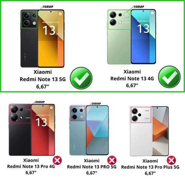 Härdat glas för Xiaomi Redmi Note 13 5G [Pack 4] Skyddande skärmfilm Phonillico®