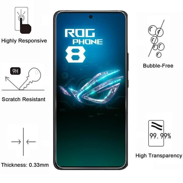 Skyddande Film - Phonillico® - Asus Rog Phone 8 - Pack om 2 - Härdat Glas - Repföres Resistant