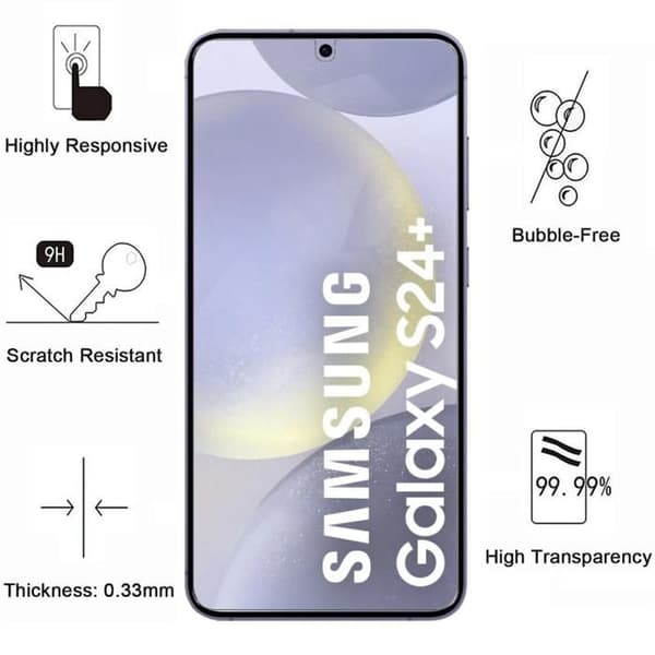 Skydd film - Phonillico® - Samsung Galaxy S24 PLUS - Paket med 2 - Härdat glas - Represistent