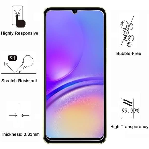Skärmskydd - Phonillico - Samsung Galaxy A05 - Paket med 4 - Härdat glas - Ridskyddande