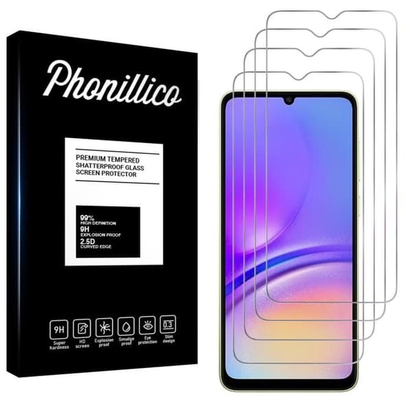 Skärmskydd - Phonillico - Samsung Galaxy A05 - Paket med 4 - Härdat glas - Ridskyddande