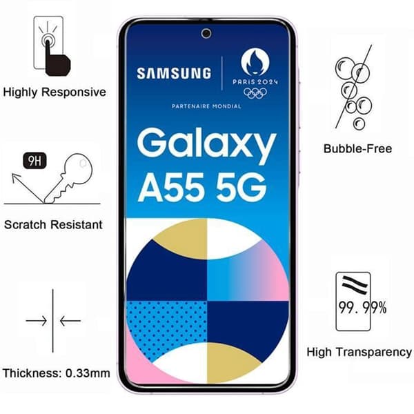 Härdat Glas för Samsung Galaxy A55 5G [Pack 4] Skärmskyddsfilm Phonillico®
