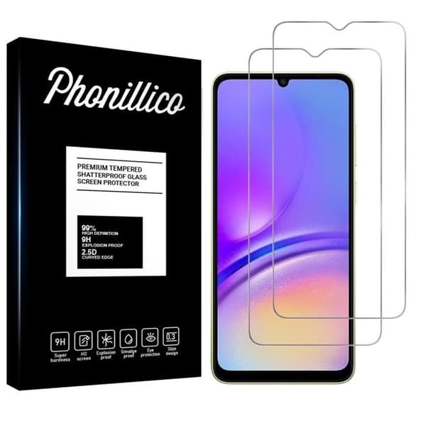 Skydd film - Phonillico - Samsung Galaxy A05 - Pack om 2 - Härdat glas - Repåterståndskraftig