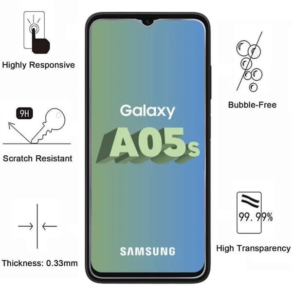 Säkerhetsglas för Samsung Galaxy A05S [Pack 4] Skydd film för skärmen Phonillico®