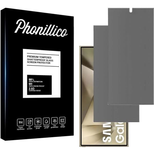 Skyddfilm - Phonillico® - Samsung Galaxy S24 ULTRA - Paket 2 - Svart - Antispion